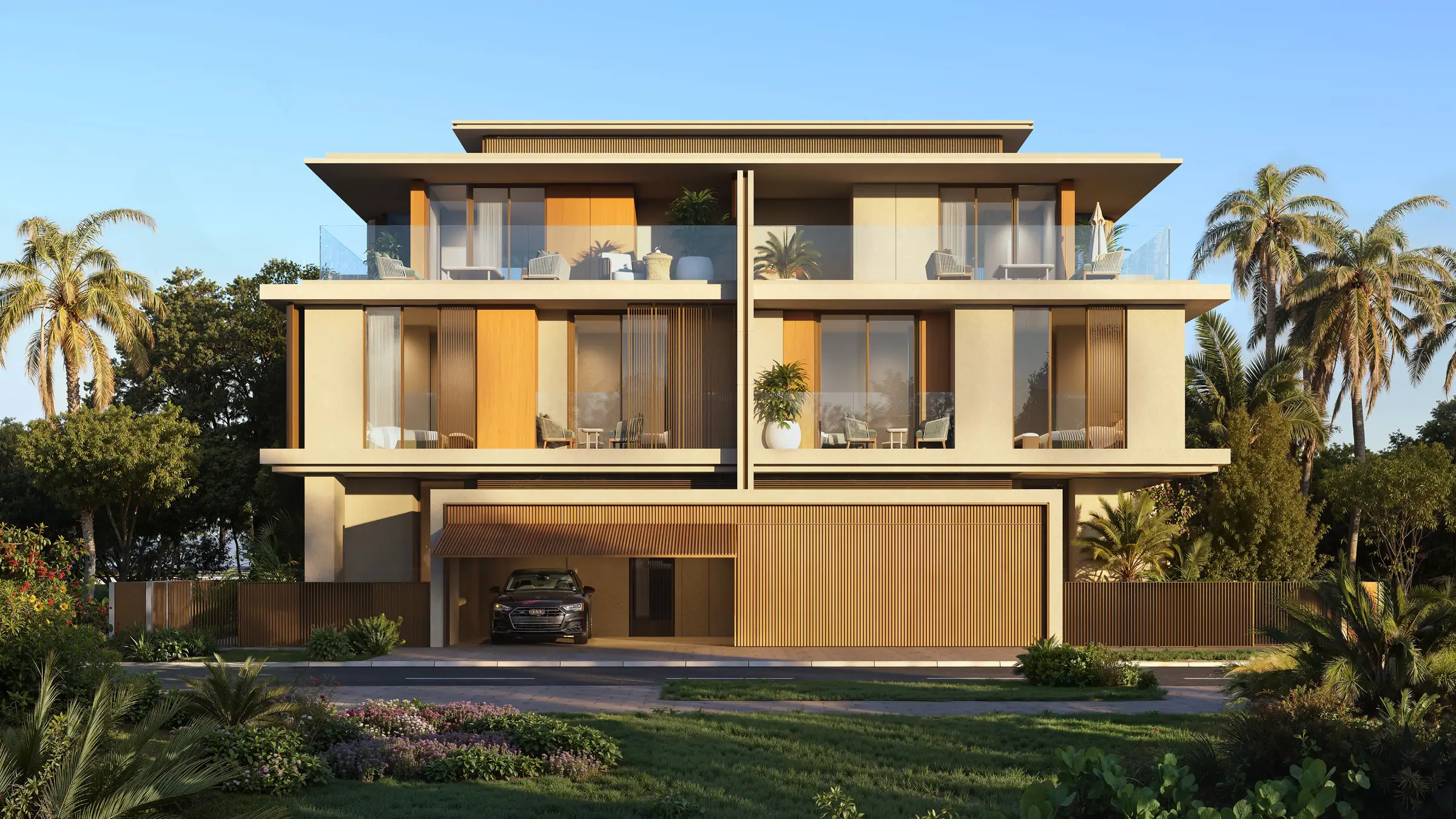 Bay Estate villa exterior, render