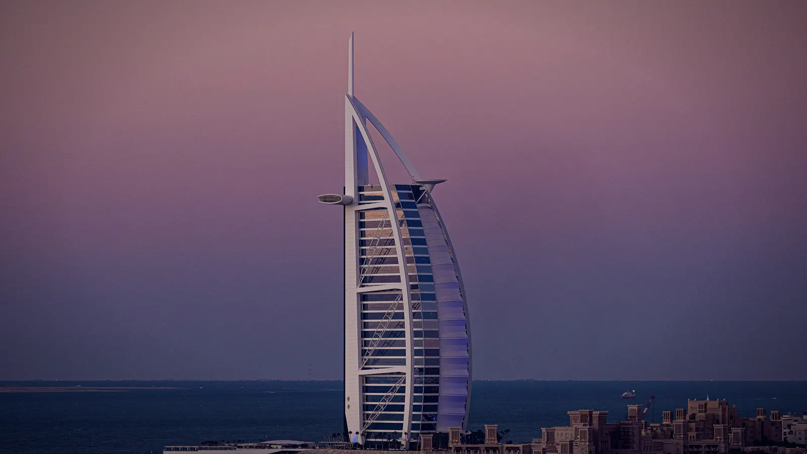 Burj Al Arab under a pastel twilight sky, Dubai